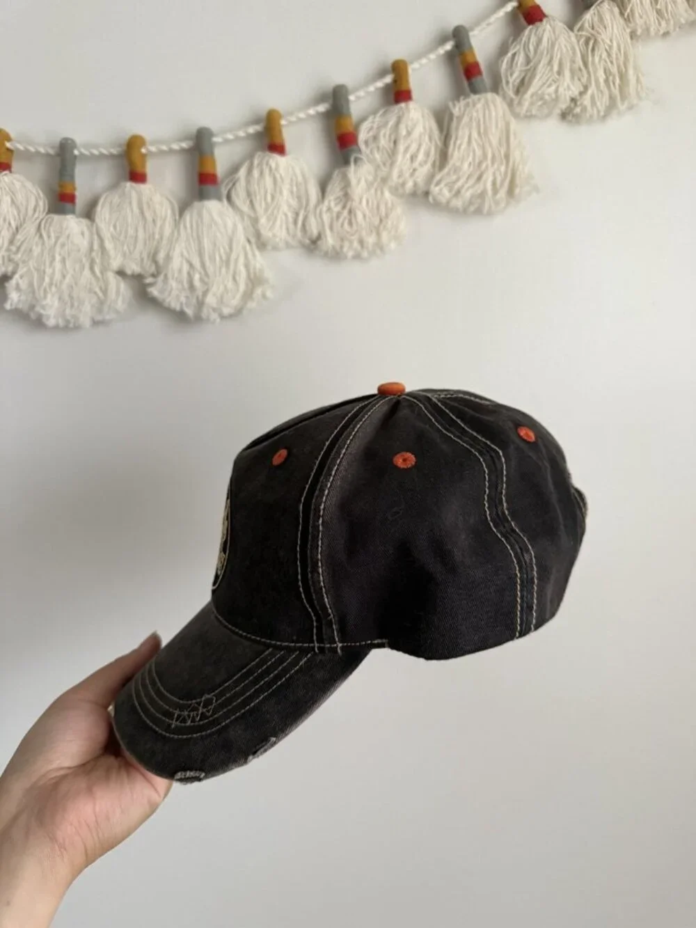 Shyanne Distress Black Western Style Snapback Trucker Hat Festival Rodeo Boho OS